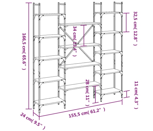 Estantería de madera ingeniería roble Sonoma 155,5x24x166,5 cm