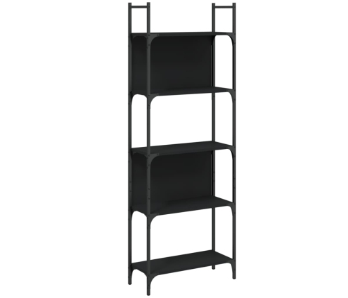 Librería de 5 estantes madera ingeniería negro 60,5x24x166,5 cm