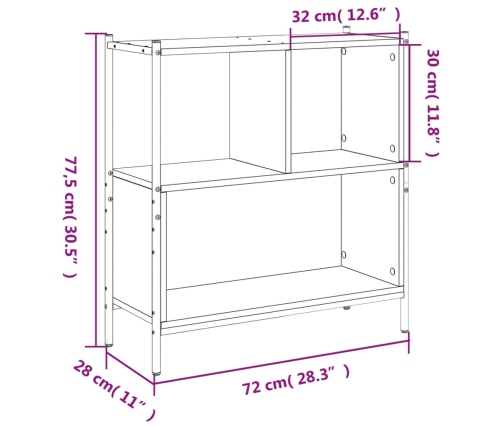 Estantería madera de ingeniería roble ahumado 72x28x77,5 cm