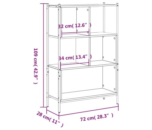 Estantería madera de ingeniería roble Sonoma 72x28x109 cm