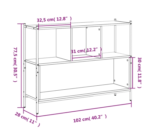 Estantería madera de ingeniería negra 102x28x77,5 cm