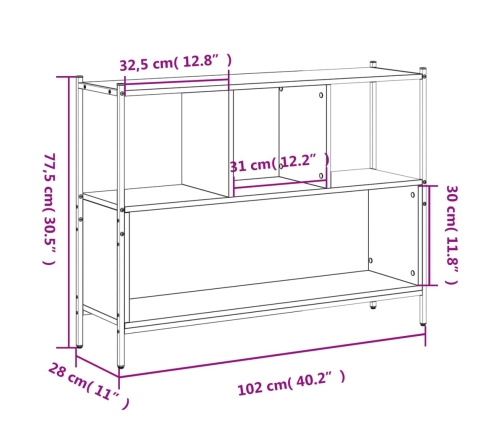 Estantería madera de ingeniería marrón roble 102x28x77,5 cm