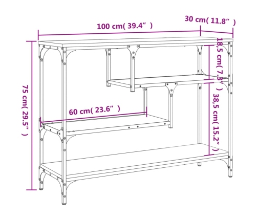 Mesa consola madera de ingeniería roble Sonoma 100x30x75 cm