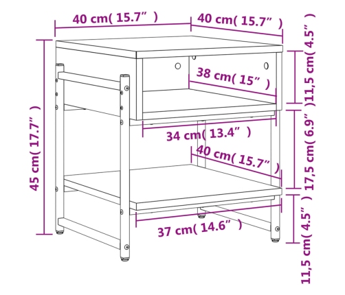 Mesa de centro madera de ingeniería negro 40x40x45 cm