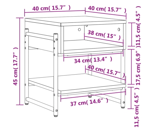 Mesa de centro madera de ingeniería roble Sonoma 40x40x45 cm