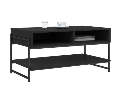 Mesa de centro madera contrachapada negro 90x50x45 cm