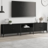 Mueble de TV con cajón madera de ingeniería negro 200x25x44 cm