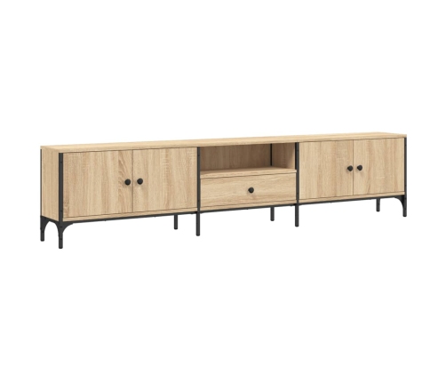 Mueble de TV cajón madera ingeniería roble Sonoma 200x25x44 cm