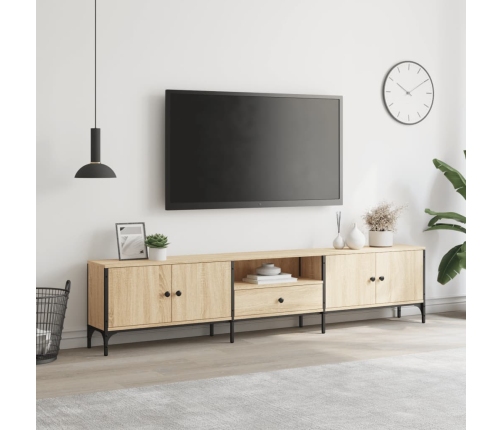 Mueble de TV cajón madera ingeniería roble Sonoma 200x25x44 cm