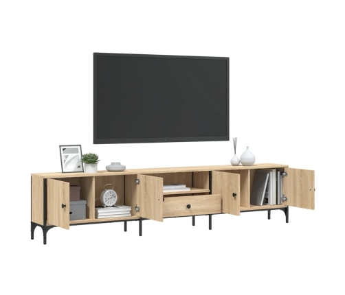 Mueble de TV cajón madera ingeniería roble Sonoma 200x25x44 cm