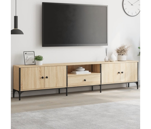 Mueble de TV cajón madera ingeniería roble Sonoma 200x25x44 cm