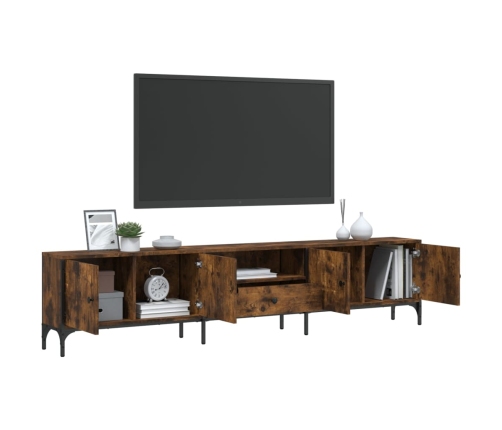 Mueble de TV cajón madera ingeniería roble ahumado 200x25x44 cm