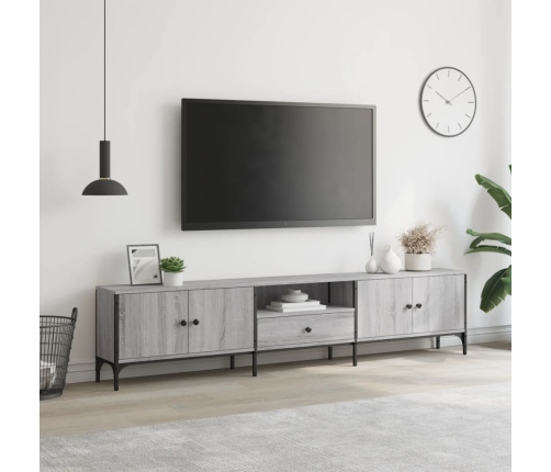 Mueble de TV cajón madera ingeniería gris Sonoma 200x25x44 cm