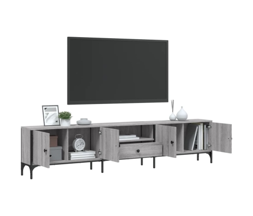 Mueble de TV cajón madera ingeniería gris Sonoma 200x25x44 cm