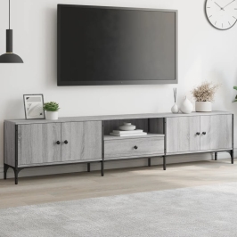 Mueble de TV cajón madera ingeniería gris Sonoma 200x25x44 cm