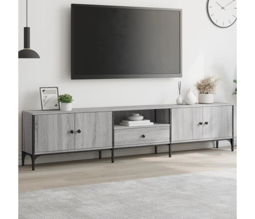 Mueble de TV cajón madera ingeniería gris Sonoma 200x25x44 cm