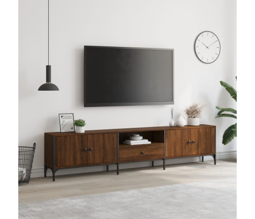 Mueble de TV cajón madera ingeniería roble marrón 200x25x44 cm