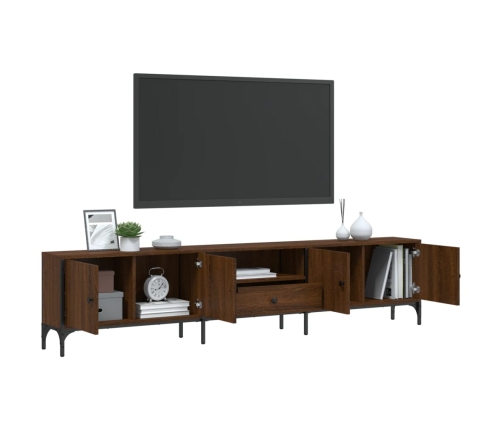 Mueble de TV cajón madera ingeniería roble marrón 200x25x44 cm