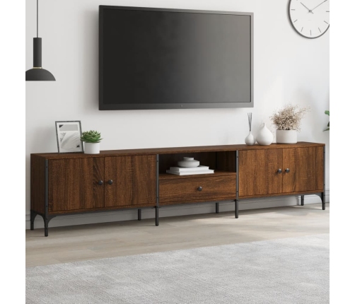 Mueble de TV cajón madera ingeniería roble marrón 200x25x44 cm