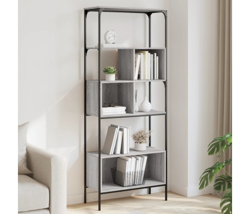 Librería 5 estantes madera ingeniería gris Sonoma 76x33x188,5cm