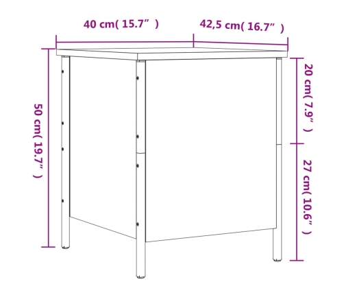 Banco con almacenaje madera de ingeniería negro 40x42,5x50 cm