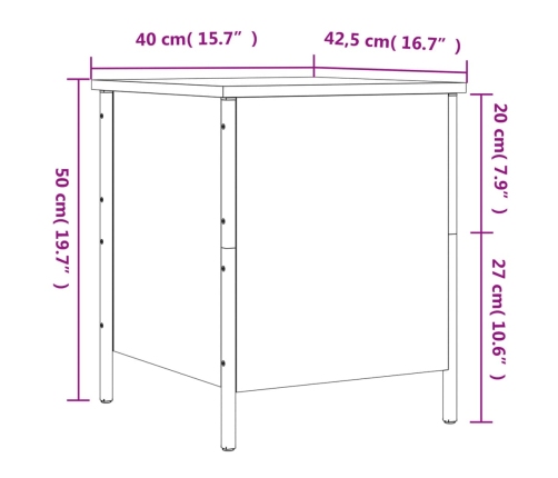 Banco almacenaje madera ingeniería roble ahumado 40x42,5x50 cm