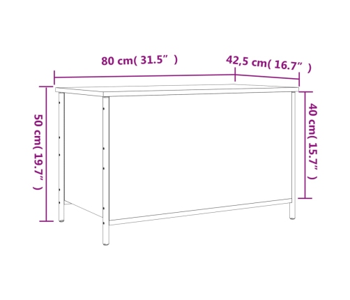 Banco con almacenaje madera de ingeniería negro 80x42,5x50 cm