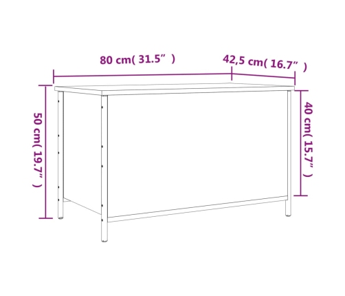 Banco de almacenaje madera ingeniería gris Sonoma 80x42,5x50 cm