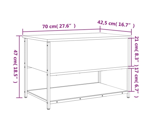 Banco con almacenaje madera de ingeniería negro 70x42,5x47 cm