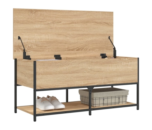 Banco almacenaje madera ingeniería roble Sonoma 100x42,5x47 cm