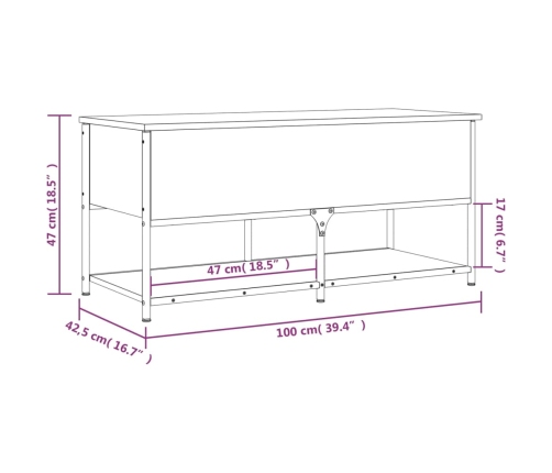 Banco de almacenaje madera ingeniería gris Sonoma 100x42,5x47cm