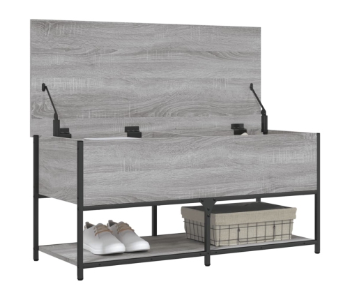 Banco de almacenaje madera ingeniería gris Sonoma 100x42,5x47cm