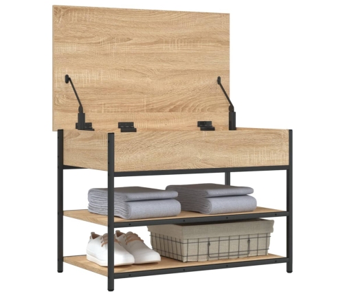 Banco zapatero madera de ingeniería roble Sonoma 70x42,5x50 cm