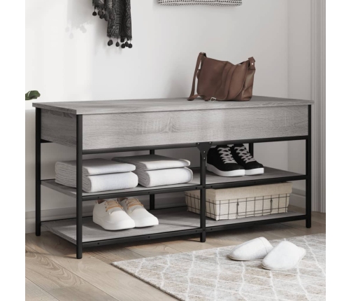 Banco zapatero madera de ingeniería gris Sonoma 100x42,5x50 cm