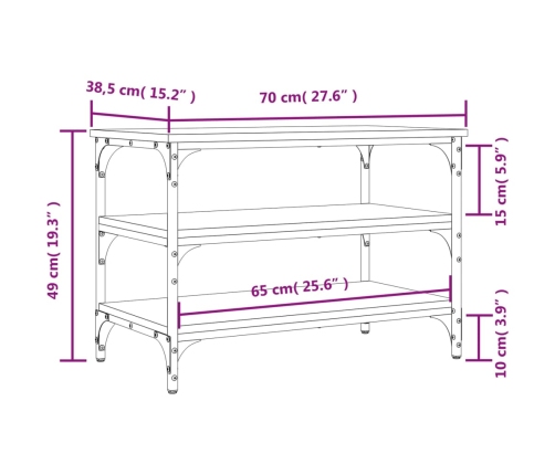 Banco zapatero madera de ingeniería negro 70x38,5x49 cm