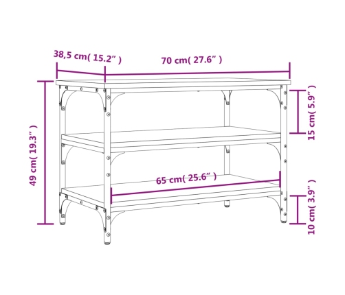 Banco zapatero madera de ingeniería roble Sonoma 70x38,5x49 cm