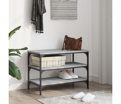 Banco zapatero madera de ingeniería gris Sonoma 70x38,5x49 cm