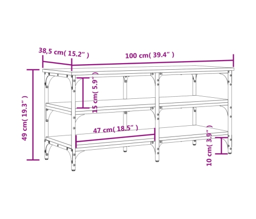 Banco zapatero madera de ingeniería negro 100x38,5x49 cm