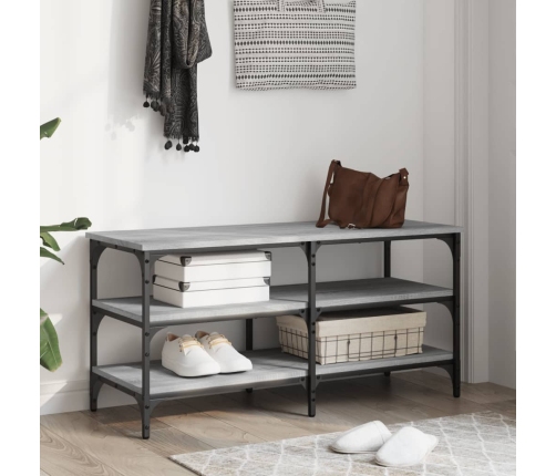 Banco zapatero madera de ingeniería gris Sonoma 100x38,5x49 cm