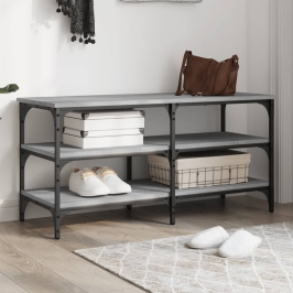 Banco zapatero madera de ingeniería gris Sonoma 100x38,5x49 cm