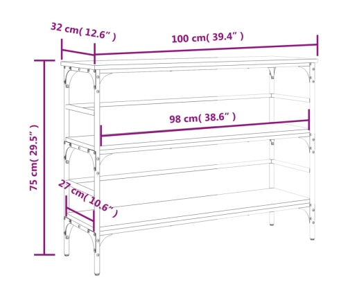 Mesa consola madera de ingeniería negro 100x32x75 cm