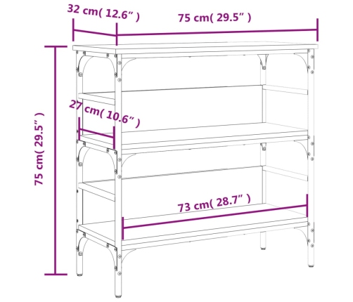 Mesa consola madera de ingeniería negra 75x32x75 cm