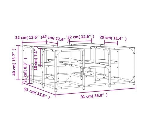 Mesa de centro madera de ingeniería negro 91x91x40 cm