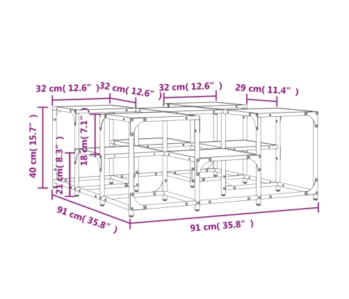 Mesa de centro madera de ingeniería roble Sonoma 91x91x40 cm