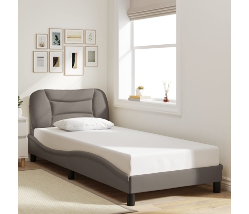 Estructura de cama sin colchón tela gris taupe 80x200 cm