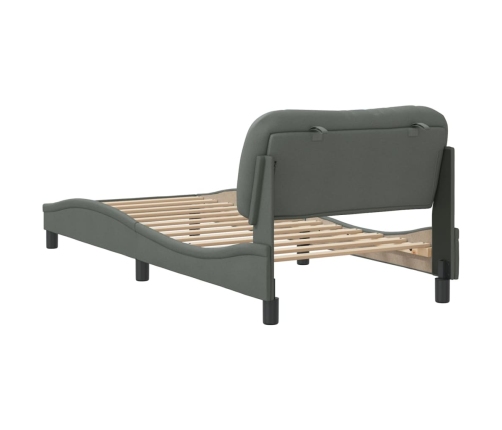 Estructura de cama sin colchón tela gris oscuro 90x190 cm