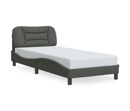 Estructura de cama sin colchón tela gris oscuro 90x190 cm