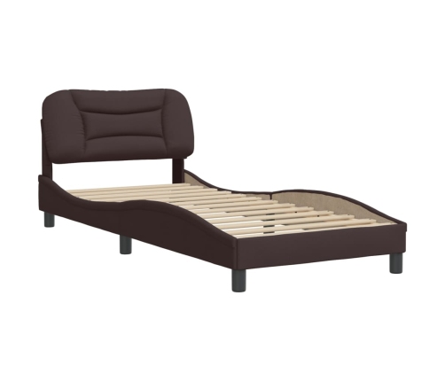 Estructura de cama sin colchón tela marrón oscuro 90x190 cm