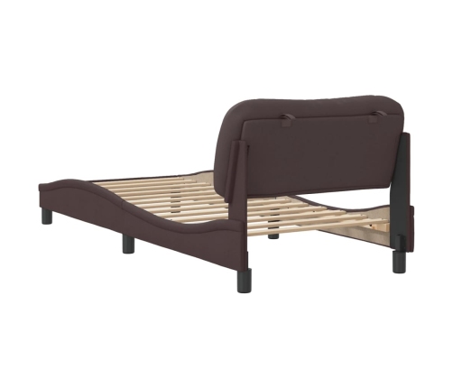 Estructura de cama sin colchón tela marrón oscuro 90x190 cm