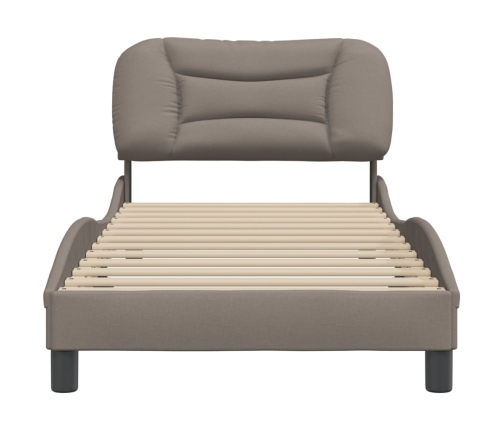 Estructura de cama sin colchón tela gris taupe 90x190 cm